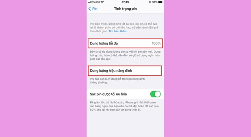 kiểm tra tình trạng pin iphone 11