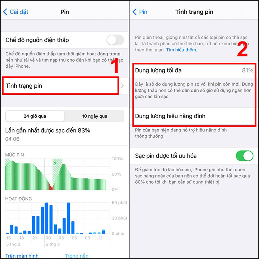 kiểm tra chai pin iphone 11