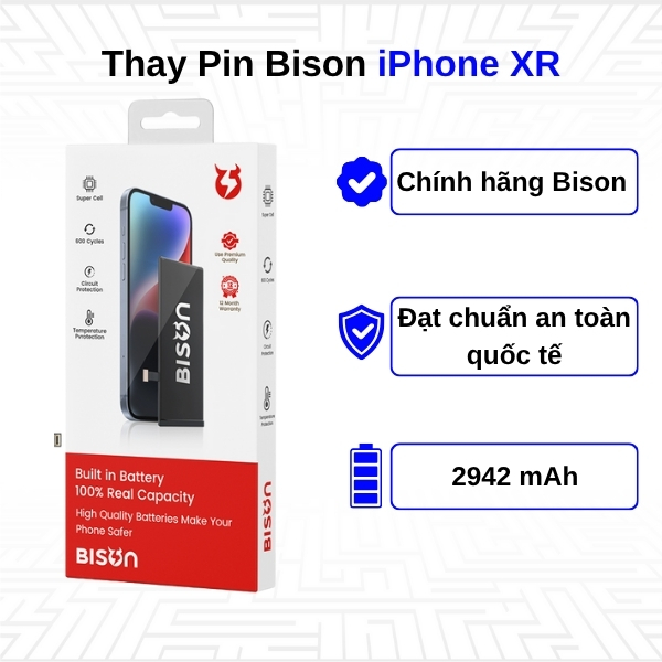 Pin Bison Thay pin Bison iPhone Xr dung lượng chuẩn - Giá rẻ, thay nhanh